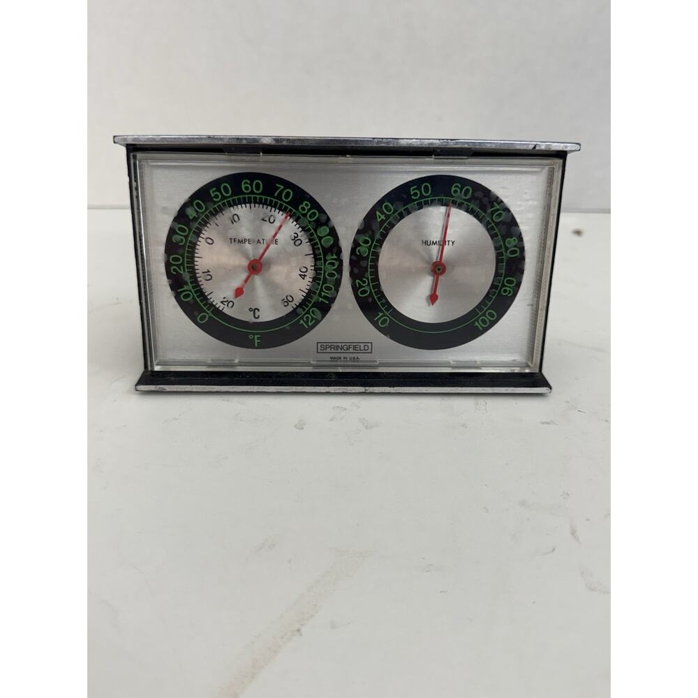 Vintage Springfield Temperature & Humidity Station Made In USA Weather